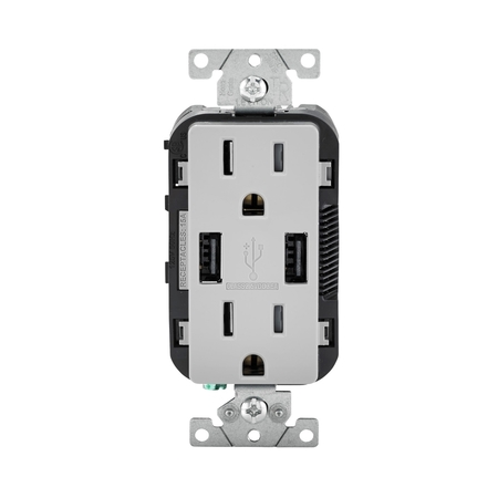 Leviton Outlet&Usb Charger Ltgry R09-T5632-0LG
